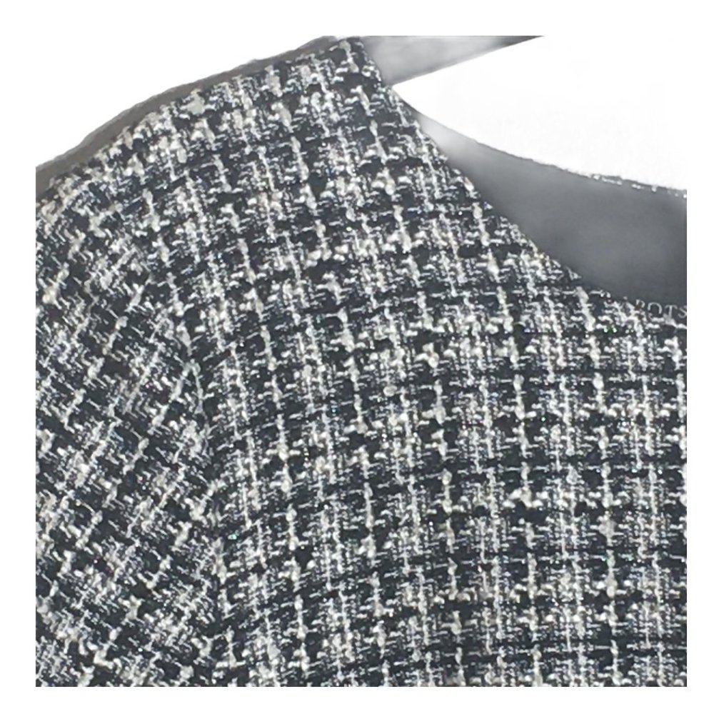 Talbot Black White Tweed Fringe Hem A Line Dress - Picture 4 of 13